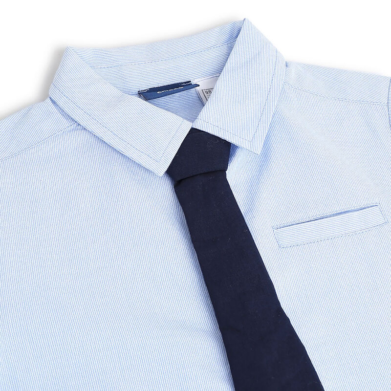 Boys Blue Solid Long Sleeve Shirt image number 2
